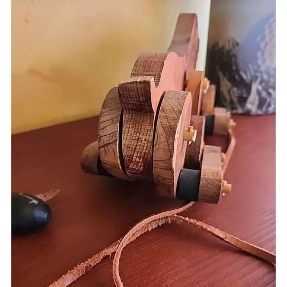 Vintage‎ All Wood Pig (Hog) Pull Toy Handmade